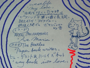 #61 Today's song list  by杏　.JPG