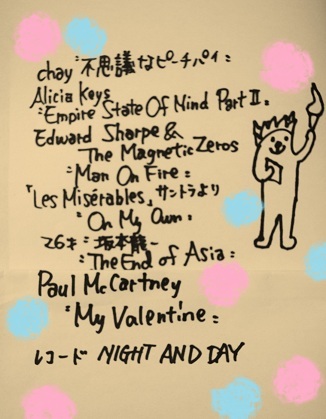 #71 Today's song list  by杏　.JPG