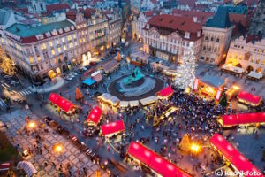 PRAGUE,CZECH REPUBLIC-JAN 05, 2013: Prague Christmas market on Old Town Square on 02.01.2014 in Prague