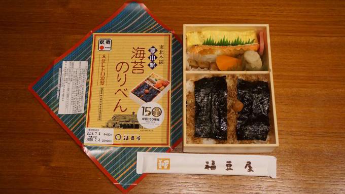 郡山駅「海苔のりべん(大正レトロ浪漫限定バージョン)」(950円)~南東北の足・E721系電車