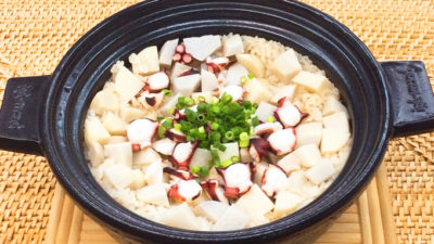 糖業協会プレゼンツ・おいしいレシピ～たこと里芋の炊き込みご飯～