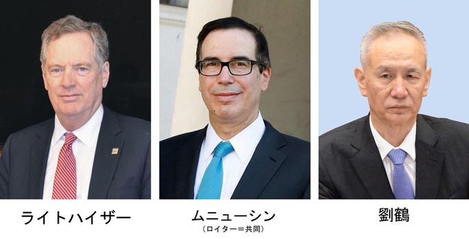閣僚級協議 再開 米中 ライトハイザー 米通商代表 ムニューシン 米財務長官 中国 劉鶴副首相