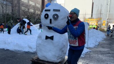 「神田小川町 雪だるまフェア」へ 田上が走る!!