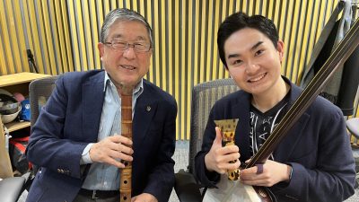 スタジオで生演奏。民謡・尺八・三味線の三刀流・彩青登場！